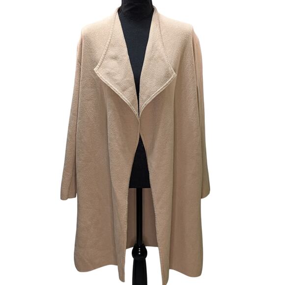 Chicwish Open Front Wool Blend Cardigan Sand Beige One Size Womens Midi Cozy - Picture 2 of 15